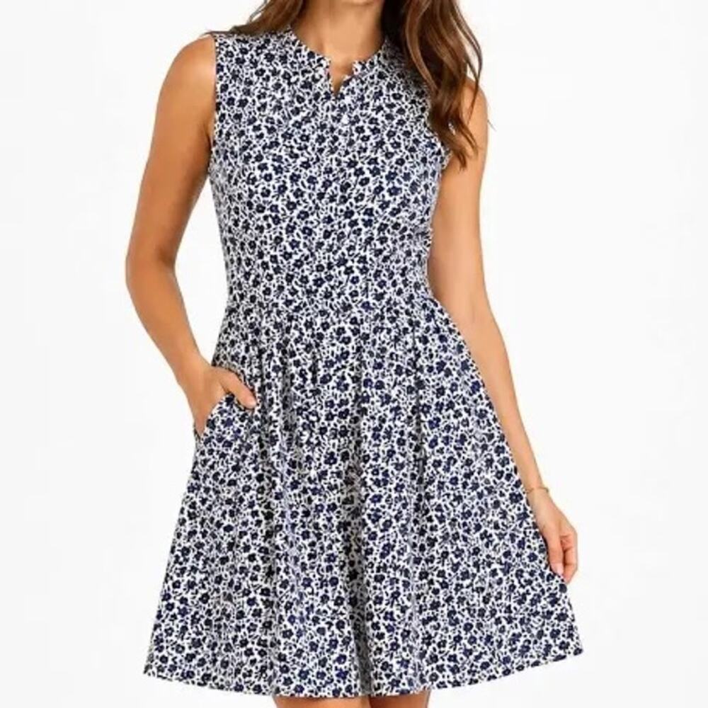 J.Crew sleeveless dress tailored fit-and-flare silhouette floral pattern Size 8